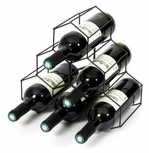 Suport Compactor pentru 6 sticle de vin, 28 x 28 x 4,5 cm, oțel mat