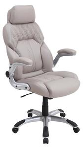 Scaun birou SEVEN, gri deschis, piele ecologica, 68x76x118/126 cm