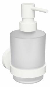 Dozator de săpun Sapho XR103W X-Round White 200 ml, sticlă lăptoasă/alb