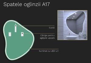 Oglindă LED organică cu iluminare A17 50x62