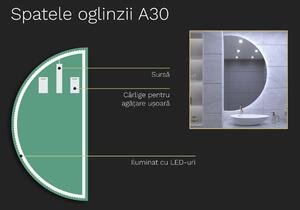 Oglindă atipică cu iluminare LED A30 50x10