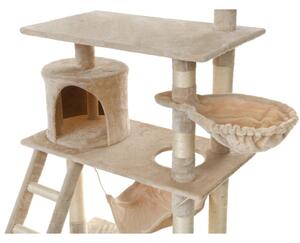 Ansamblu de joaca pentru pisici, 5 nivele, materiale ecologice, jucarie inclusa, 141x105x74,5cm, 13kg, bej