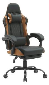 Scaun gaming G-TURBO, negru/maro, piele ecologica/metal, 65x64x125/135