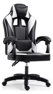 Scaun gaming IMPERIA, negru/alb, piele ecologica/metal, 64x64x104/116