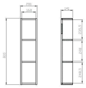 Cersanit Moduo dulap 20x14.1x80 cm agățat lateral stejar K116-023