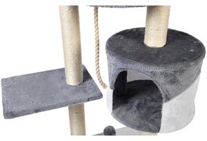 Ansamblu de joaca pentru pisici, 5 nivele, materiale ecologice, jucarie inclusa, 107x65x51cm, 6,8kg, gri