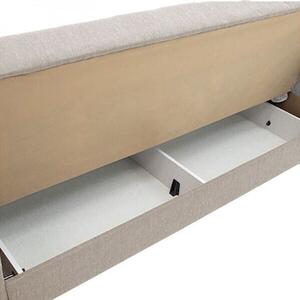 Canapea extensibila MKY234, 3 locuri cu lada de depozitare, material textil, crem