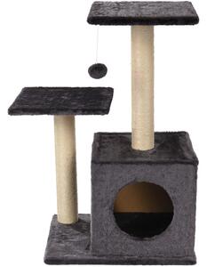 Ansamblu de joaca pentru pisici, 4 nivele, materiale ecologice, jucarie inclusa, 44x34x71cm, 4,5kg, negru