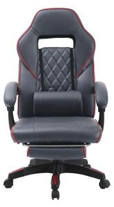 Scaun gaming RIKU, gri/negru, piele ecologica, 71x64x112/122 cm