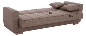 Canapea extensibila MKY234, 3 locuri cu lada de depozitare, material textil, maro
