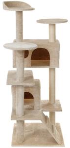 Ansamblu de joaca pentru pisici, 7 nivele, materiale ecologice, 131x58,5x49cm, 13,45kg, bej