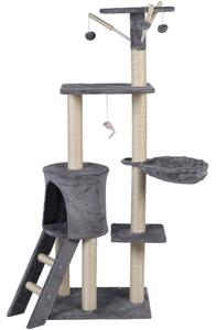 Ansamblu de joaca pentru pisici, 5 nivele, materiale ecologice, jucarie inclusa, 139x97x59cm, 8,25kg, gri, model XL