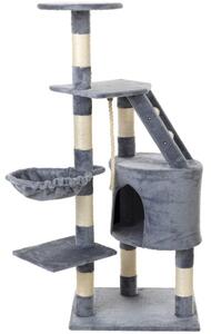 Ansamblu de joaca pentru pisici, 5 etaje, materiale ecologice, jucarie inclusa, 120x79x49cm, 7,85kg, gri