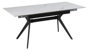Masa extensibila MILS, alb cu efect de marmura/negru, ceramica/metal