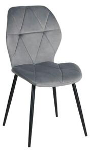 Scaun KEN, gri deschis/negru, stofa catifelata/metal, 47x55x87 cm
