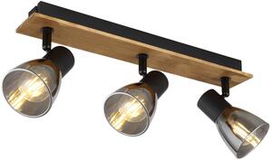 Globo Lighting Claude lampă de tavan 3x40 W negru-fumuriu-lemn 54307-3W