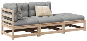 Set canapele de grădină cu perne, 3 piese, lemn masiv de pin