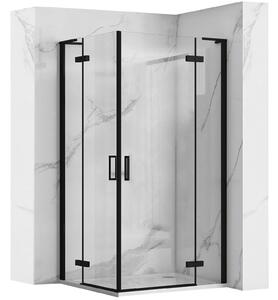 Rea Hugo Double, cabină de duș cu 2 aripi 90 (uşă) x 80 (uşă) x 200 cm, sticlă transparentă de 6 mm, profil negru, KPL-45232