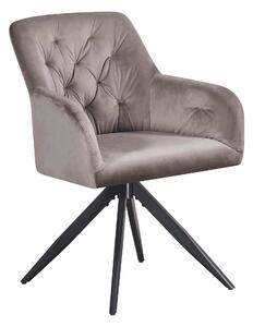 Scaun rotativ MAX, bej inchis/negru, stofa catifelata/metal, 61x61x85