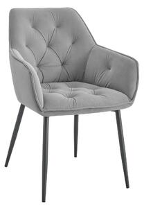 Scaun BEL NEW, gri deschis/negru, stofa catifelata/metal, 58x63x86 cm