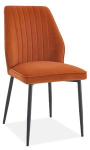 Scaun LEX, caramiziu/negru, stofa catifelata/metal, 47x60x89 cm
