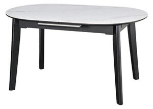 Masa extensibila ARES, alb cu efect de marmura/negru, ceramica/metal