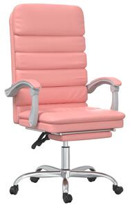Fotoliu de birou rabatabil cu masaj, roz, piele ecologică