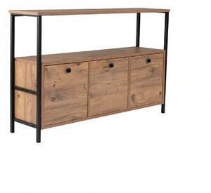Comoda SOLACE, pin atlantic/negru, PAL/metal, 120x30x77 cm