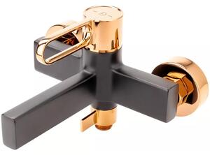 FDesign Zaffiro Baterie cada dus monocomanda, negru mat/rose gold