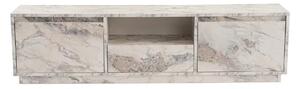 Comoda TV VANGUARD, alb cu efect de marmura, PAL, 160x30x42 cm