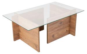 Masuta cafea VETRINO, pin/transparent, sticla/PAL, 105x65x40 cm