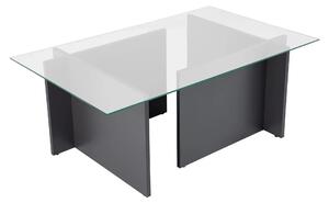 Masuta cafea VETRINO, gri antracit/transparent, sticla/PAL, 105x65x40