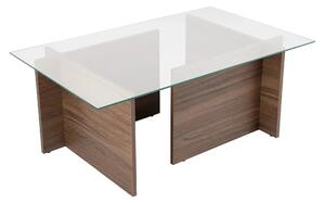 Masuta cafea VETRINO, nuc/transparent, sticla/PAL, 105x65x40 cm