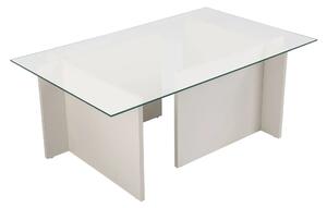 Masuta cafea VETRINO, alb/transparent, sticla/PAL, 105x65x40 cm