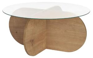 Masuta cafea AERIS, stejar, PAL/sticla, 75x75x35 cm
