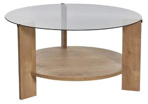 Masuta cafea CLARA, stejar safir/fumuriu, PAL/sticla, 75x75x40 cm