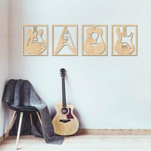 DUBLEZ | Autocolant din lemn pentru perete din 4 piese - Chitară