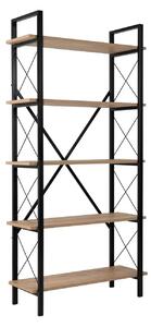Etajera ELYSIAN, stejar/negru, PAL/metal, 90x34x180 cm