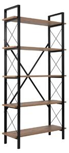 Etajera ELYSIAN, pin/negru, PAL/metal, 90x34x180 cm