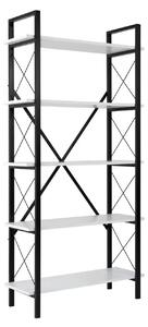 Etajera ELYSIAN, alb/negru, PAL/metal, 90x34x180 cm