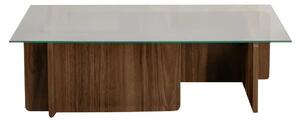 Masuta cafea FLAVIO, nuc/transparent, PAL/sticla, 105x65x30 cm