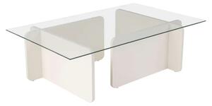 Masuta cafea FLAVIO, alb/transparent, PAL/sticla, 105x65x30 cm