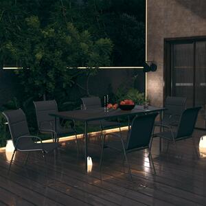 Set mobilier de exterior, 7 piese, negru, oțel