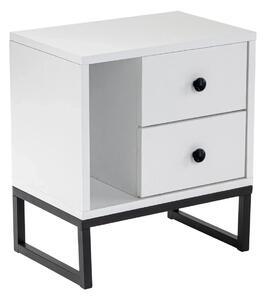 Noptiera GLIMMER, alb/negru, PAL/metal, 46x30x50 cm
