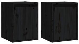 Dulapuri de perete 2 buc.negru, 30x30x40 cm, lemn masiv de pin