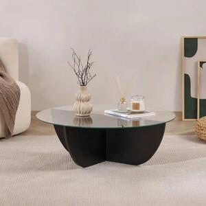 Masuta cafea LIYA, negru/transparent, sticla/PAL, 90x90x30 cm