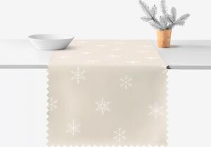 Goldea napron de masă de crăciun impermeabil - fulgi de zăpadă pe latte 50x140 cm