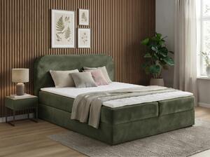 Pat tapițat boxspring FORENA 140x200 cm verde inchis Saltea: Saltea cu arcuri Bonell
