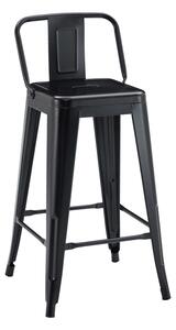 Scaun Bar Cu Spatar Upser Metalic Negru Mat