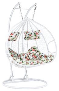 KONDELA Scaun agăţat dublu, alb/model floral, DALVEA 2 NEW